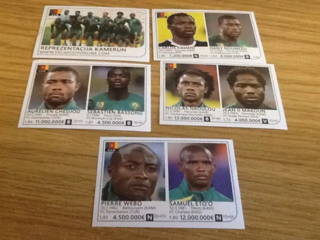 5 x Cameroon Rafo World Cup Brazil 2014 football stickers - all different