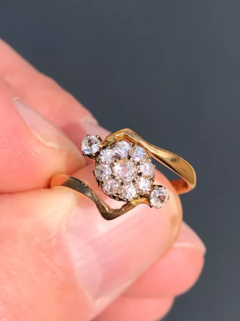 Stunning Antique Edwardian Natural Diamond Set Cluster Ring 18ct Gold