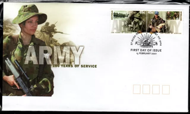 2001 'ARMY 100 Years of Service' FDC - PMK St Kilda Rd Melbourne in Sealed Pack