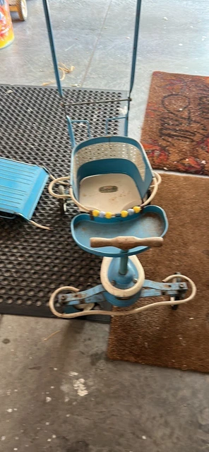 1950s Vintage Taylor Tot Blue Baby Stroller Metal Steel Walker Kids Nice