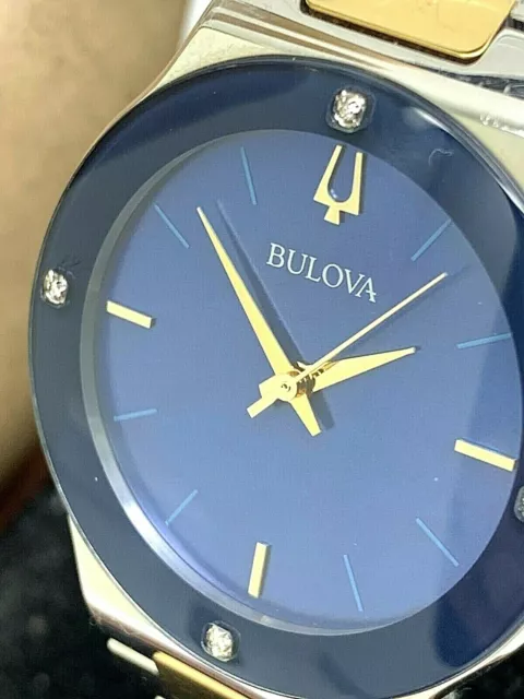 Bulova Women's Watch 98R273 Blue Dial Diamond Accent Two Tone Stainless Steel