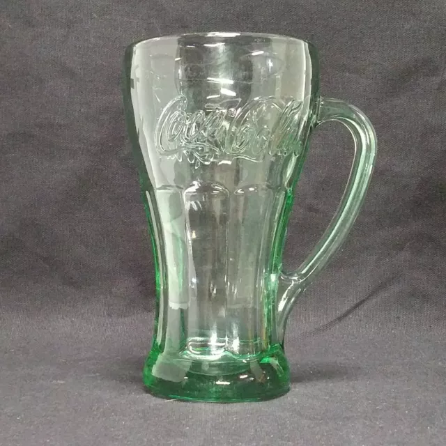 Collectible LIBBEY'S GLASS Heavy Clear Green Glass Coca Cola Coke Mug Tankard