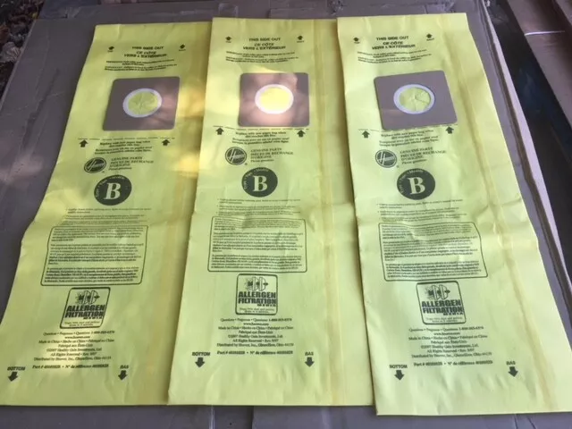 (Lot of 3) Genuine Hoover Upright Type B Allergen Filtration Bags 4010102B (NEW)