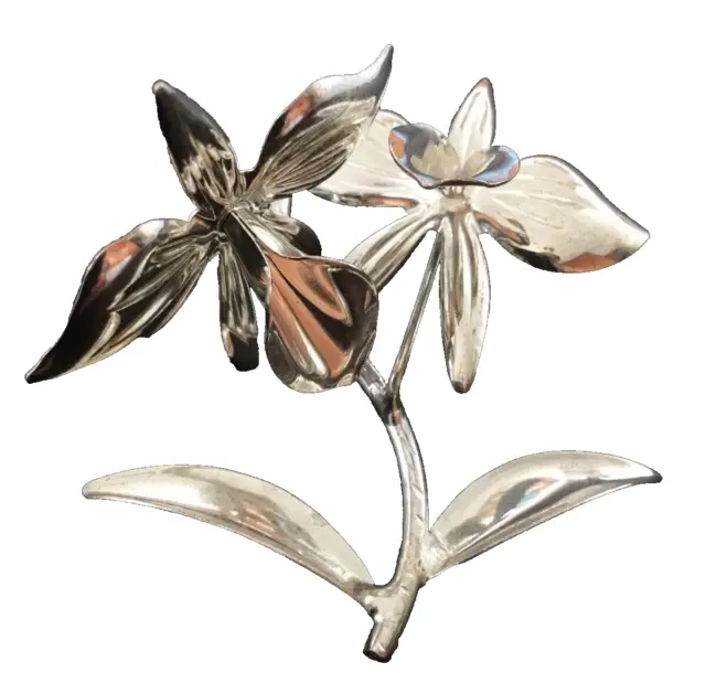 Orchidee Silber 800 Kostbare Zweig Blumen Argenteria Kunstdruck Made IN Italy