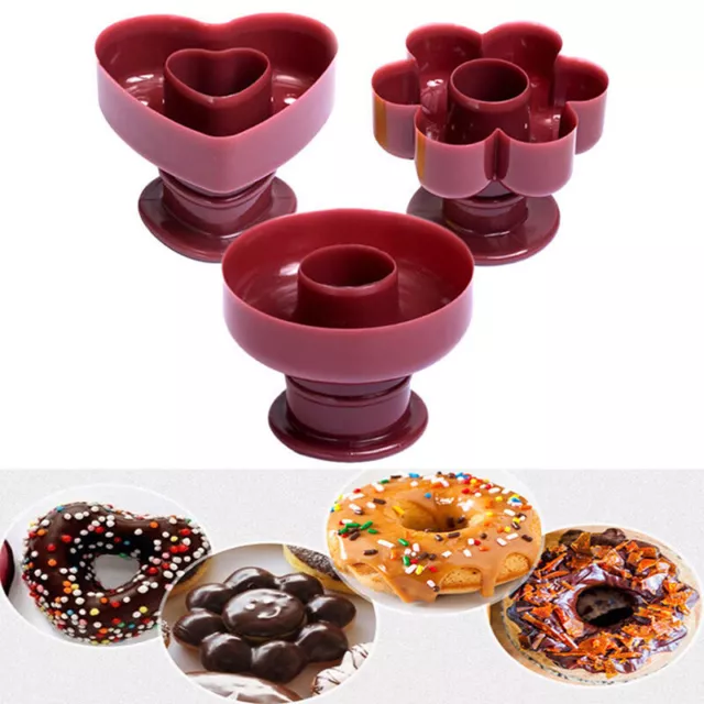 Donut Maker Cutter Cake Mold Flower Heart Shape Cake Bread Dessert Bakery Mo BH