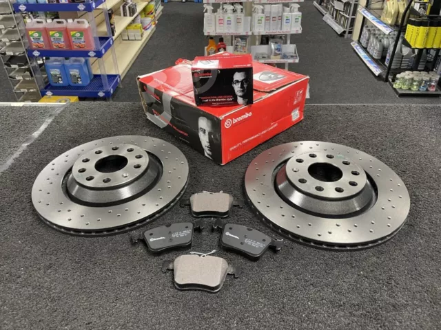 Audi  Rs3 Rsq3 Rear Brembo Brake Disc Cross Drilled +Brake Pads Brembo