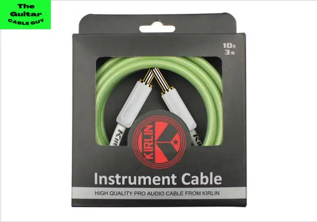 Kirlin Premium 10ft PVC+Woven Guitar/Bass Cable IPW-201WEG/GR-10 Green Gold Tip