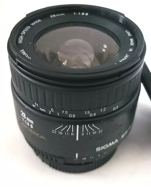 Sigma High-Speed Wide 28mm F/1.8 II D Lens Aspherical for Nikon F Excellent-