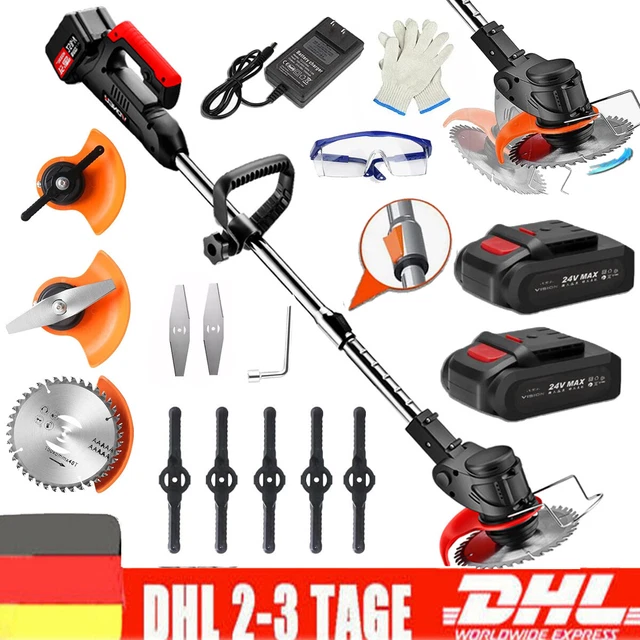 Jwdj K80 Akku-Rasentrimmer 21V - Kabelloser Rasentrimmer Mit 2 Akkus & 20 Kunststoffklingen