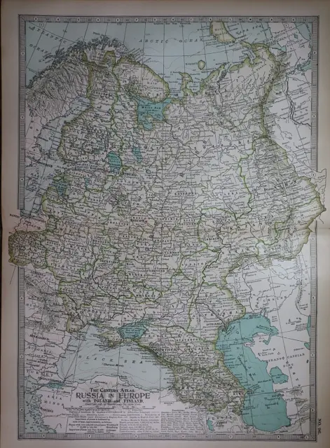 Old 1902 Century Atlas Map ~ RUSSIA in EUROPE ~ (12x16) -#1163