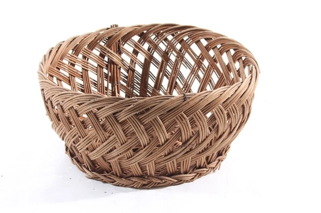Bonito Antiguo Cesta Holzgelfecht Vintage Decoración Pan Panecillos Maceta