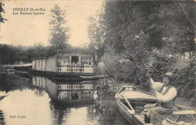 Cpa 77 Couilly Les Bateaux Lavoirs Peche