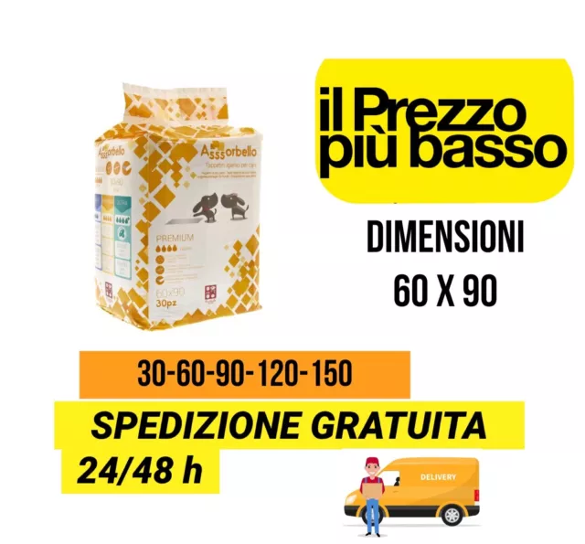 Traversine tappetini super assorbenti assorbello 60x90 vari formati cane gatto