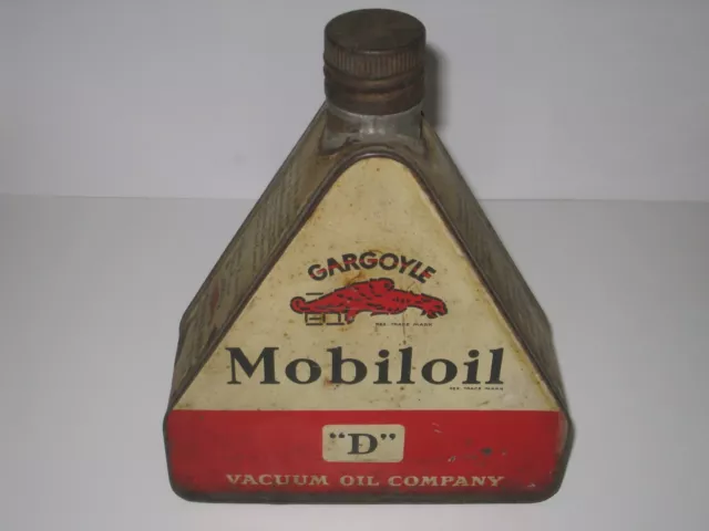 TOP Rarität: Original Öldose GARGOYLE Mobiloil Dreiecksform- Tankstelle Oldtimer