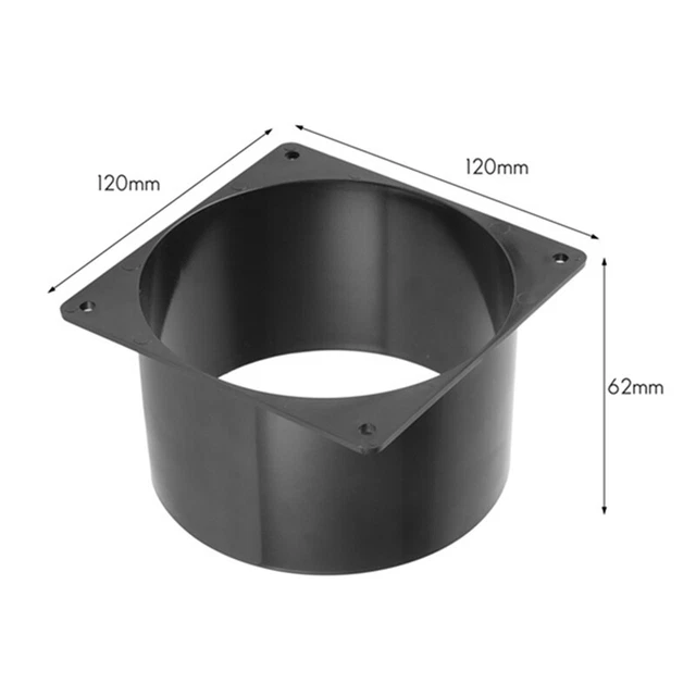 thumbnail image 2 of 120mm Fan To 3-Inch Vent Duct Adapter – Black Shroud For Flexible Ducting 2 of 5