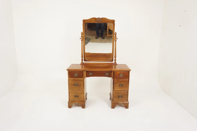 Vintage Walnut Vanity, Dresser with Mirror, Canada 1930, H937