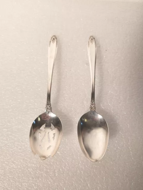 Lot 2 PRELUDE International Sterling Silver Pierced and Regular serving Spoons