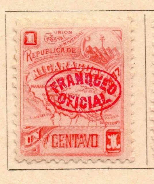 Nicaragua 1897 Early Issue Fine Mint Hinged Optd Franqueo Official 1c. 155317