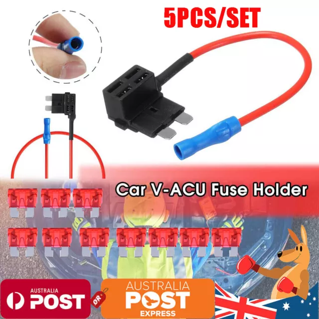 5PCS Car Add-A-Circuit Fuse Tap Adapter+10PCS Standard ATO ATC Auto Blade Fuse