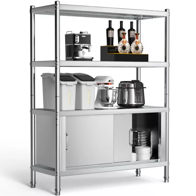 TAUS 4 Tier Stainless Steel Shelf Heavy Duty Storage Cabinet for Kitchen Office