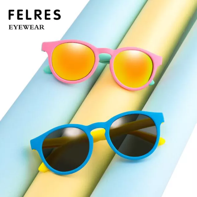 FELRES Children Round Polarized Sunglasses Boys Girls Outdoor Traveling Glasses