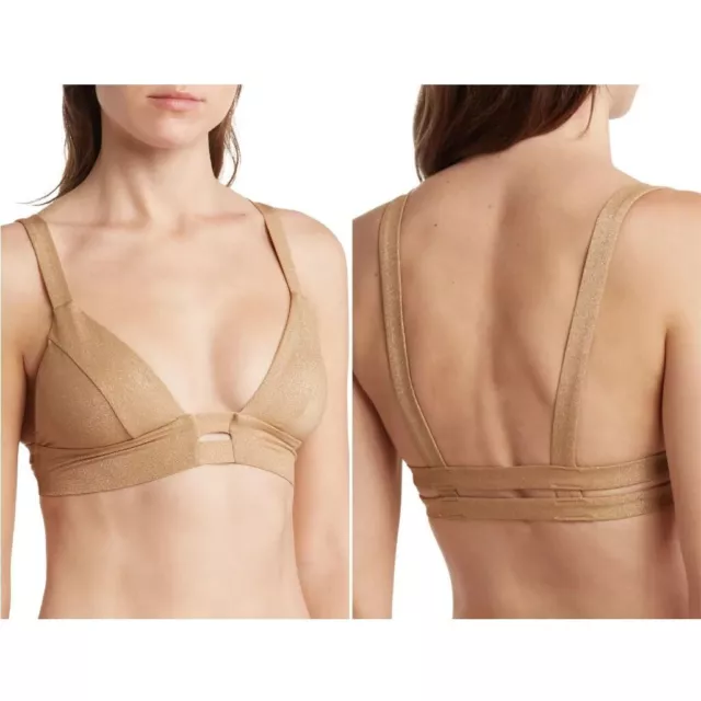 VITAMIN A® Neutra Bralette Bikini Top Gold Metallic  14 / DD