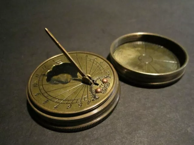 "Timeless Elegance: Antique Style Solid Brass Sundial with Pocket Compass Watch"