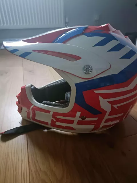 Acerbis xcross impact 3.0 junior red white and blue motocross racing helmet