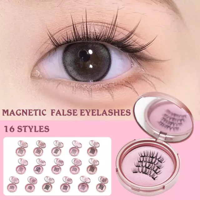 2 Pairs Waterproof Magnetic Fake False Eyelashes Long Lashes Extension Natu W5G7