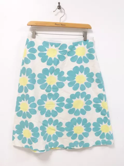 Laura Ashley Floral Skirt Linen/Cotton Blend Summer Lightweight UK 10 Great Cond