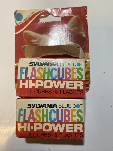 2 Boxes Vintage Sylvania Blue Dot Flash Cubes  in box 4 cubes 16 flashes  NIB