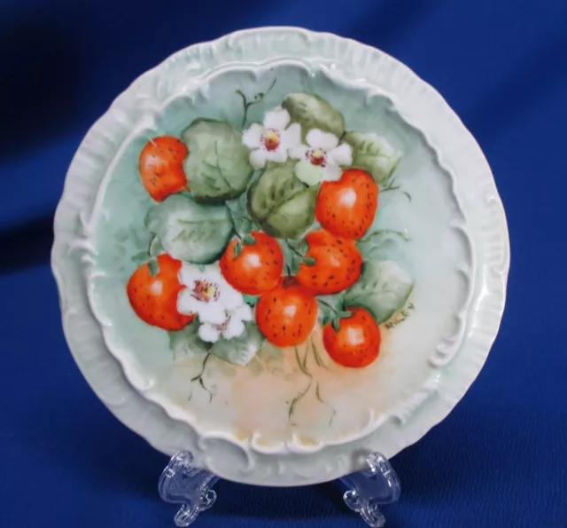 Hand-Painted Porcelain Trivet Strawberries Also Wall Hanging Ready