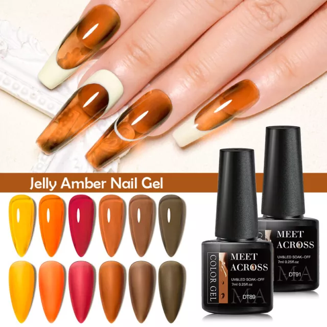 MEET ACROSS 7ml Jelly Amber Soak Off UV/LED Gel Nail Polish Varnish Manicure DIY