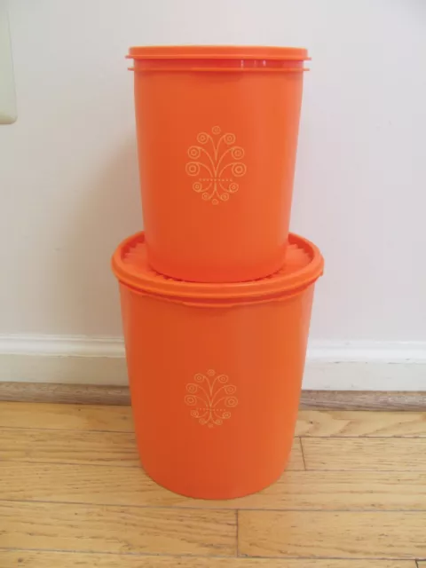 70s Vintage Tupperware Orange Canister Midcentury Servalier Container Retro  Scroll Motif Style 811-3 