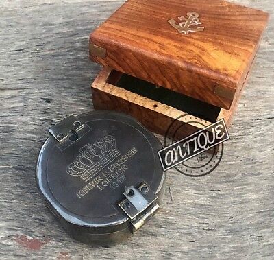 Military Brunton Vintage Ground Level Measuring Compass w Wood Box Nautical Gift