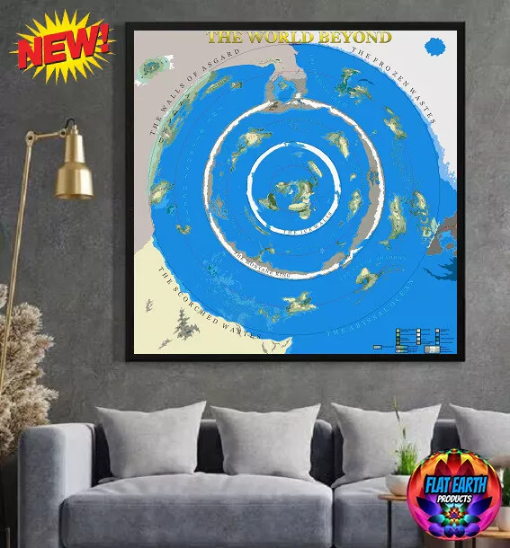 The World Beyond The Ice Wall Canvas Poster Flat Earth Map V3 Antarctica Lands Z