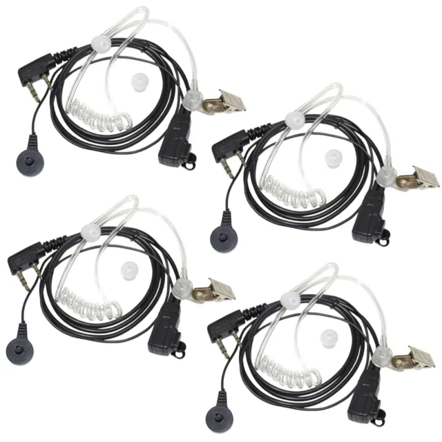 4-Pack HQRP 2 Pin Hands Free Headset for Kenwood TK-3360 TK-3400 TK-3402 TK-5220