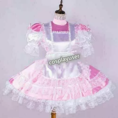 Sissy Maid Satin Pink Dress Lockable Uniform Cosplay Costume Tailor Madeand 72 19 Picclick