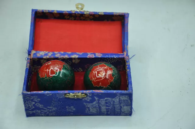Paire de boules Yin Yang Qi Gong médecine chinoise massage émaux cloisonnés