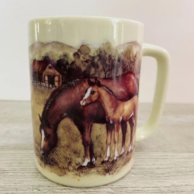Vintage Otagiri Horse Mare Foal Colt Coffee Tea Cup Mug Japan 12 ounces animal