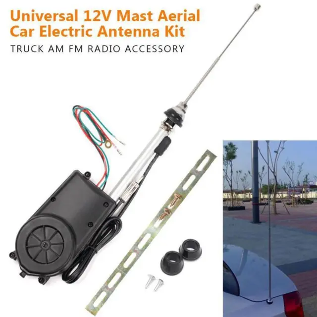 Black 12V Automatic Antenna Car AM/FM Radio Electric Aerial>`~ Mast Power M4O2