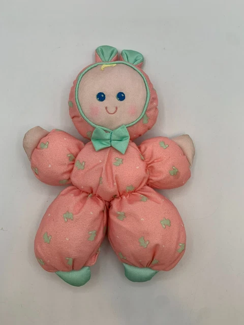 Fisher Price Slumber Babies Bunny Plush Pink Baby Doll Ears Bow Lovey Kiddicraft