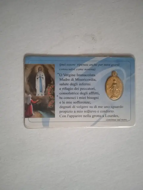 Santino Con Preghiera Madonna Di Lourdes Con Medaglia Miracolosa - Leggi