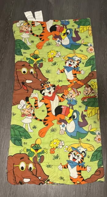 VTG Kellogg's  Character Tony the Tiger 70's Quilted Kids Sleeping Bag 60”x30”