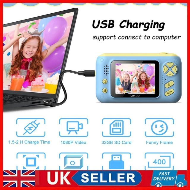 2.4 Inch HD Screen Kids Camera Charging Mini Digital Camera with 32G Memory Card