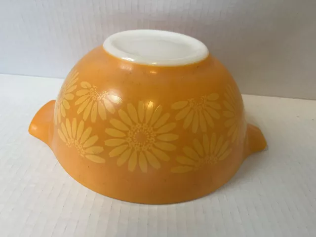 Vintage Pyrex Orange Sunflower Daisy #442 Cinderella Nesting Mixing Bowl 1 1/2qt