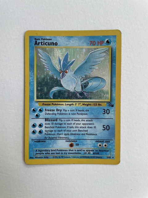 Pokemon Card Articuno 2/62 Holo Rare Fossil set WOTC vintage 1999 Near Mint