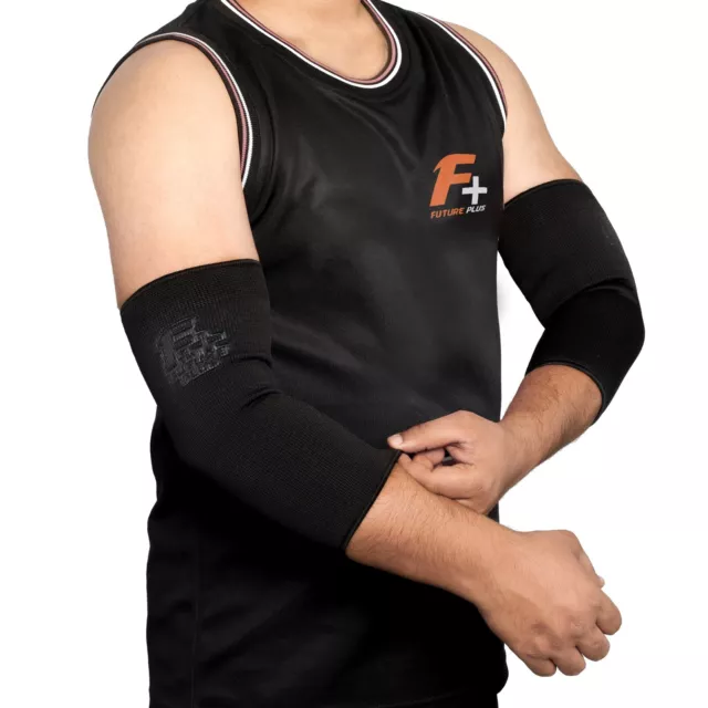 F+ Elbow Sleeve Sports Compression Bandage Pair Arthritis Injury Pain Relief Fit