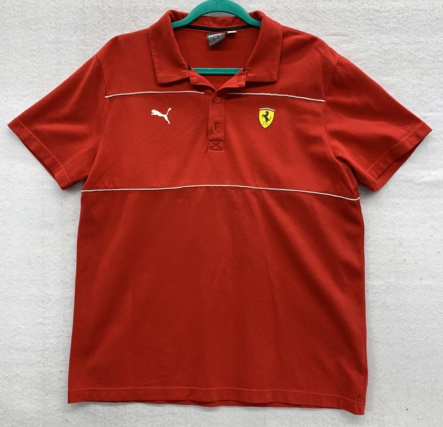 Puma FERRARI Polo shirt Red Men’s Large Collar Patch Short Sleeve 577827-01