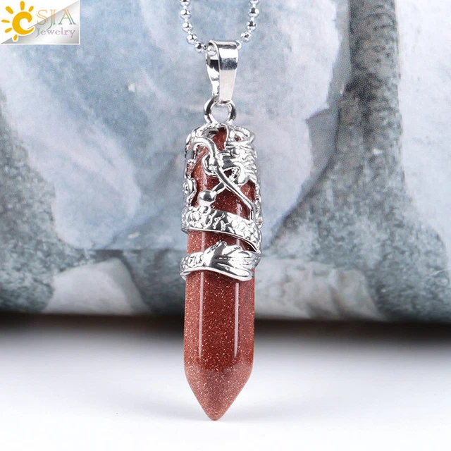 Natural Hexagonal Quartz Crystal Chakra Healing Point Pendant Necklace Jewelry